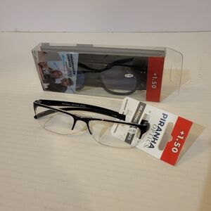Piranha Reading Glasses 2 PrsMens Womens Plastic Frame Readers Eyeglasses + 1.50